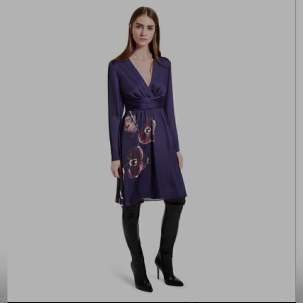 NWT Altuzarra  Satin Wrap Dress Purple Orchid Print Women’s Size 6